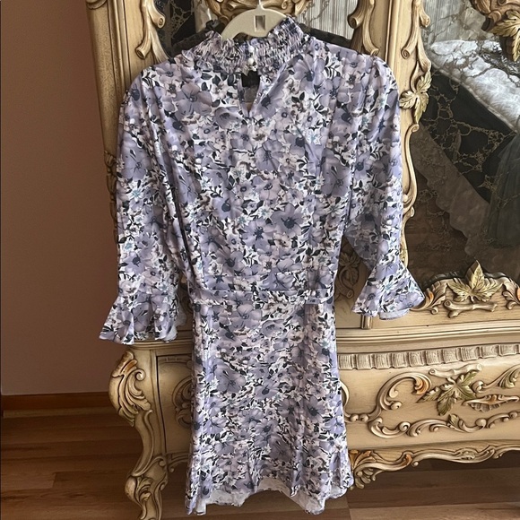 Allegra K Lavender Floral Long Sleeve Dress - Picture 2 of 4